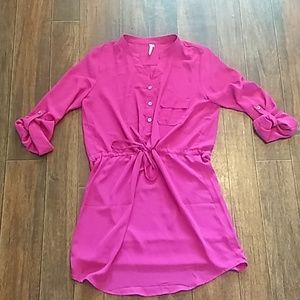Fuscia cinch-waste dress. Size small. Light weight